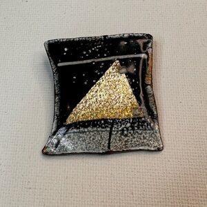 Handmade Enamel on Copper Pin Abstract Shapes Signed